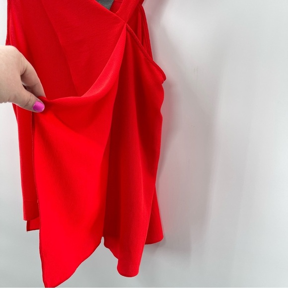 Anthropologie Sunday in Brooklyn Red Asymmetric Ruffled Sleeveless Top Size Med. - Picture 3 of 8